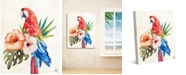 Creative Gallery Watercolor Tropical Macaw on Tan 20" x 16" Canvas Wall Art Print